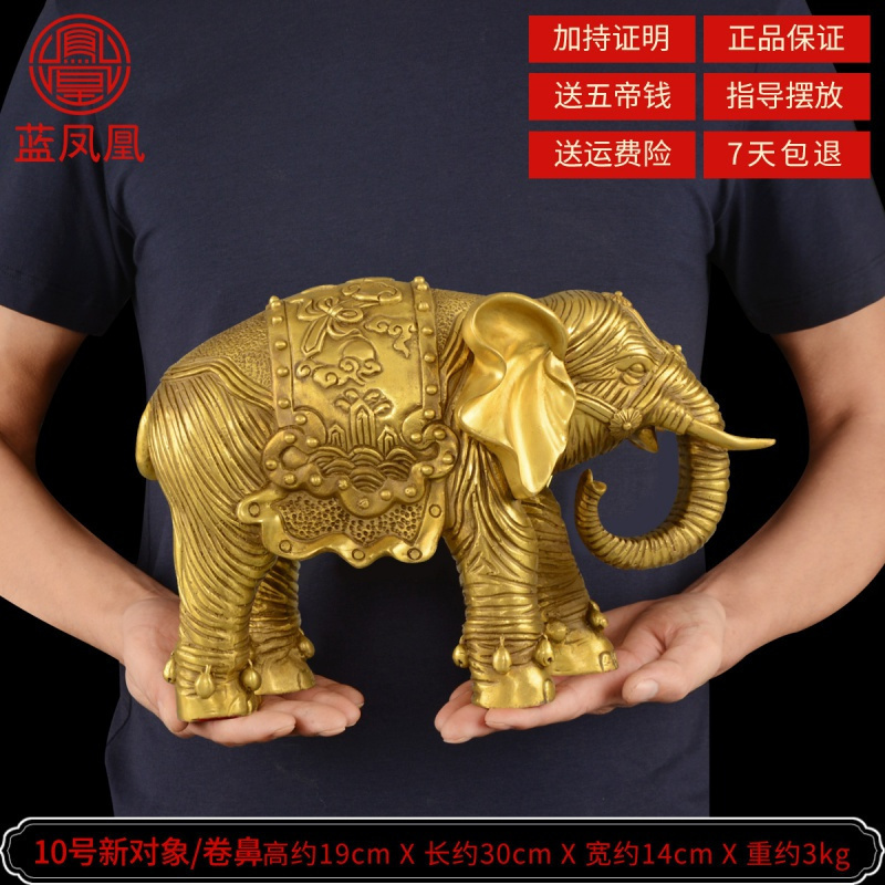 家柏饰(CORATED)铜象摆件铜大象象一对吸水象特大号铜象工艺品 15号吸水象直鼻单只高清大图