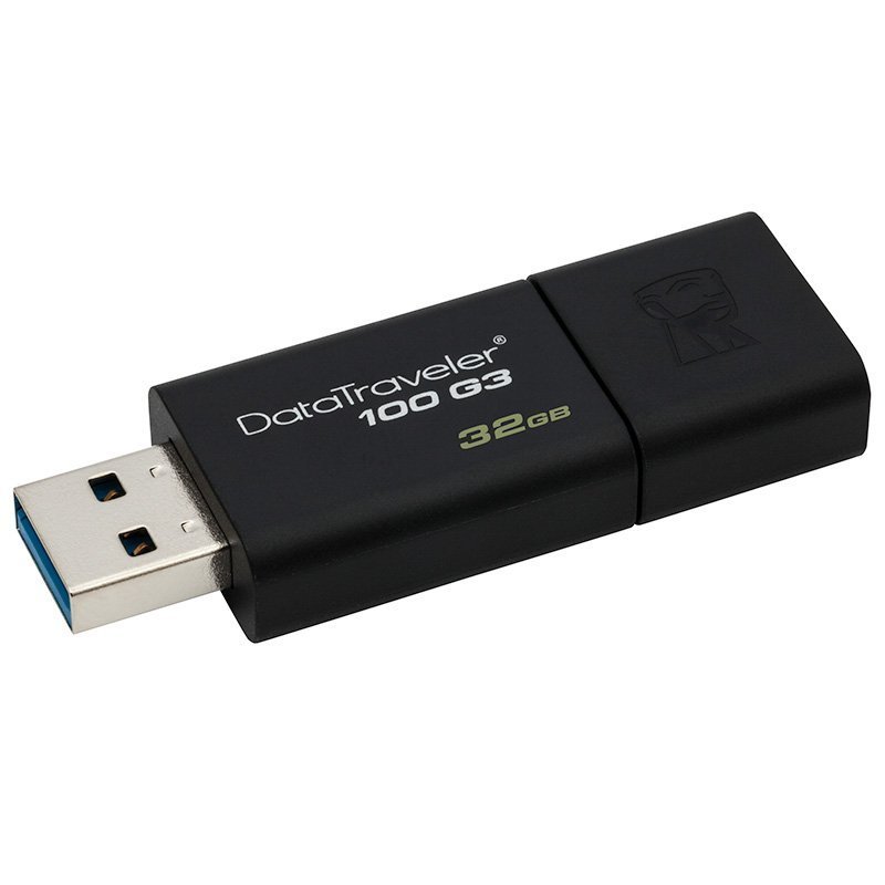金士顿(Kingston)DT100G3 32GB USB3.0 U盘 80M/S读速 滑盖设计 方便贴心 黑色