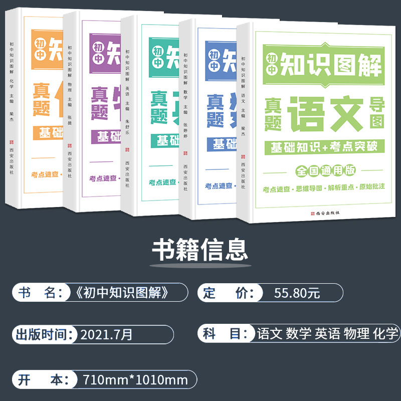 [全套5本] 语数英物化 初中知识图解 初中通用 [正版]荣恒初中知识图解套装语文数学英语物理化学大全基础知识手册专项训