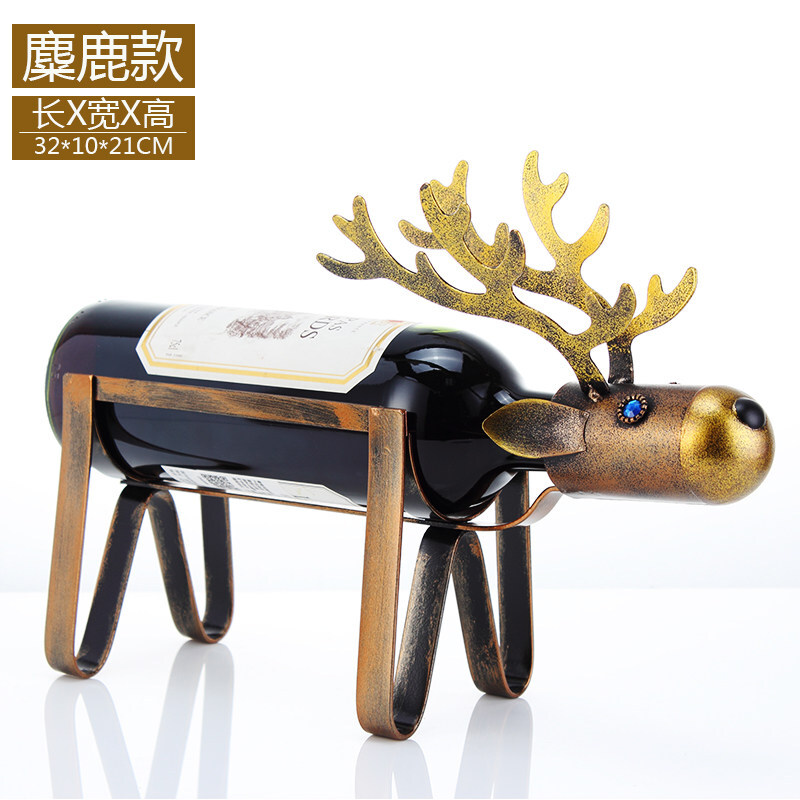欧式创意红酒架摆件现代简约个性葡萄酒瓶架酒柜装饰品摆件波迷娜BOMINA 麋鹿款
