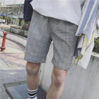 2018夏季年轻韩版男士格子裤短裤休闲裤港风帅气帅气男装中裤