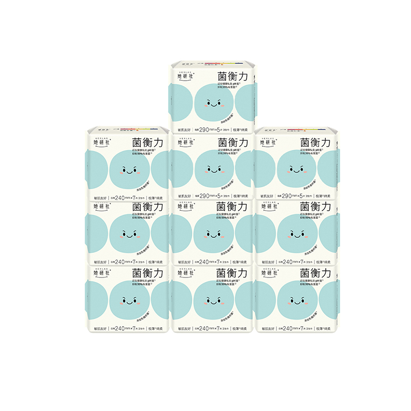 她研社(Herlab) 菌衡力系列弱酸抑菌卫生巾日夜组合-10包64片240mm*7片*7包+290mm*5片*3包