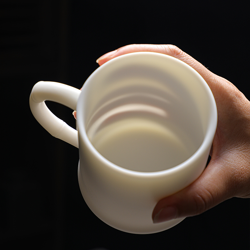 拓牌 亚光羊脂玉瓷办公杯竹韵杯 TP036高清大图