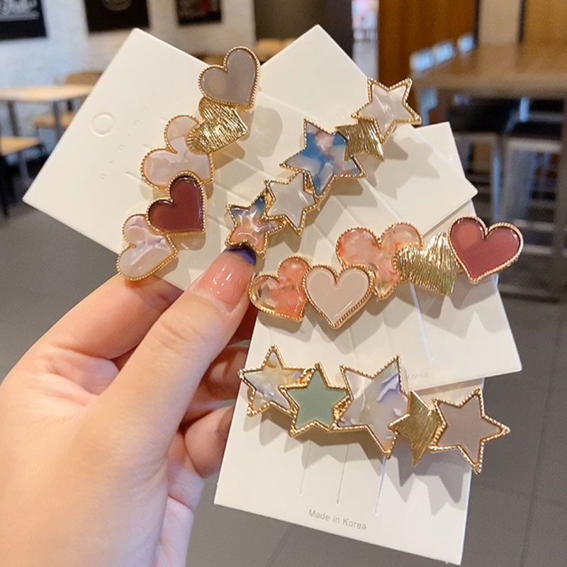 b284爱心酒红粉韩国ins发夹女顶夹超仙少女刘海卡夹子头饰韩国发卡