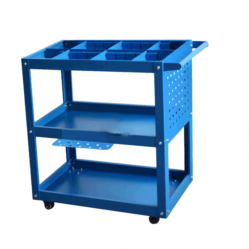 汽修工具车 维修三层推车收纳架车间移动工具车 蓝色隔断侧板款