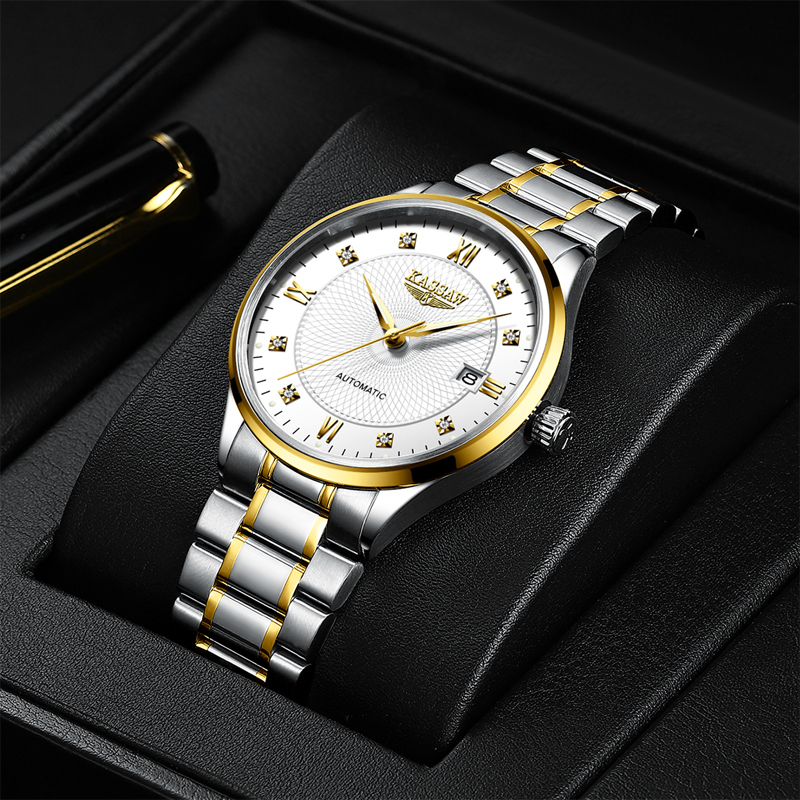 卡梭kassaw手表男新款国产品牌自动机械表商务时尚罗马镶钻刻度学生男