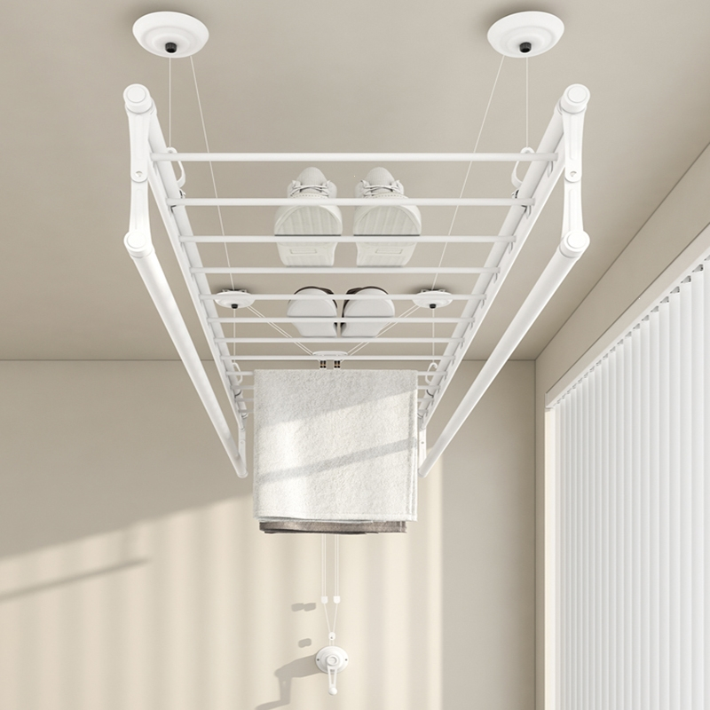 古达升降晾衣架阳台手摇器手动晾衣杆凉衣架家用白色晒衣架