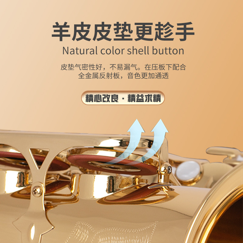 莫森(MOSEN)MS-E838萨克斯降E调中音 初学者入门考级学生演奏专业乐队西洋乐器金银双色大师款[双筋配置]