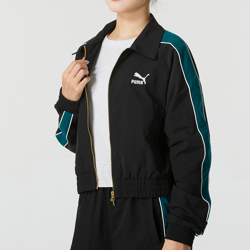 彪马(PUMA)外套女装新款梭织夹克撞色拼接运动服休闲透气立领外套629113-01 ZP高清大图