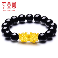 梦金园 黄金幸运物3D硬金貔貅手串 足金999 双头好运纳福款 定价 黄金饰品首饰
