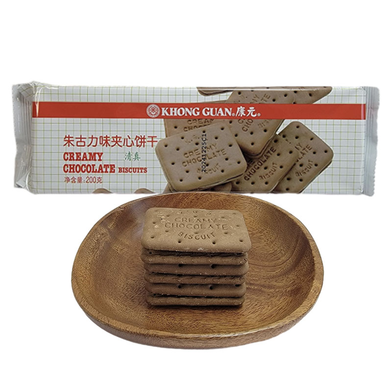 康元提子饼干椰子奶油饼干朱古力味夹心饼干零食饼干袋装200g高清大图