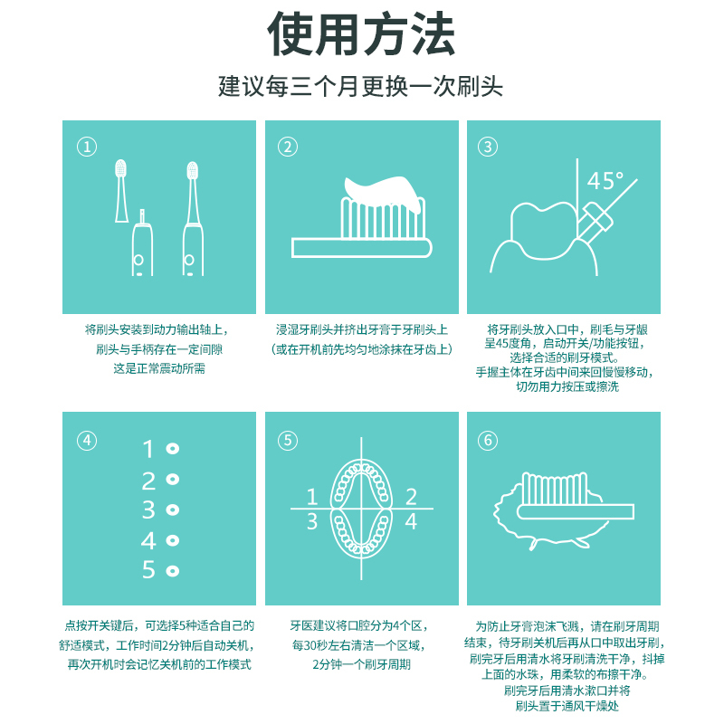 奥克斯(AUX)磁悬浮声波震动电动牙刷A9渐变色静谧蓝