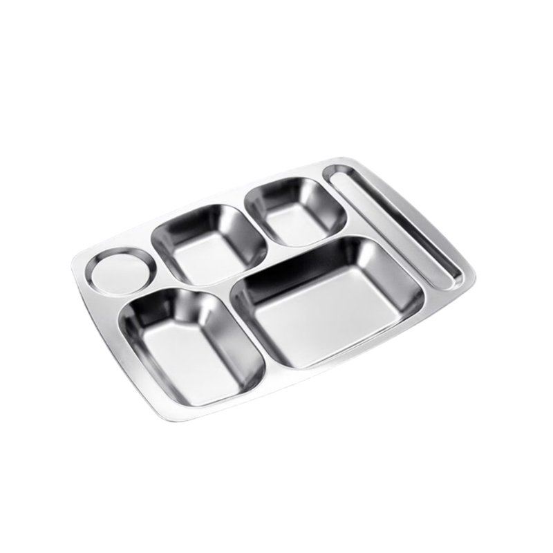 烹巅(Poondear) 不锈钢餐盘 201六格高清大图