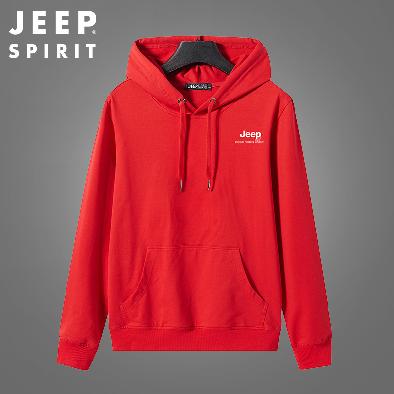 JEEP SPIRIT连帽卫衣男吉普春秋款宽松运动衫男纯棉休闲套头衫