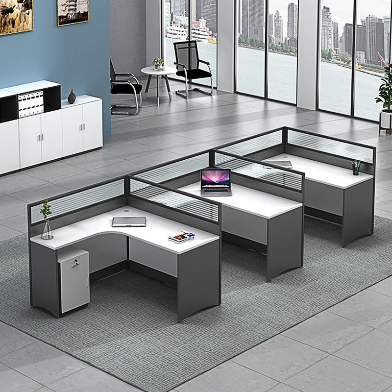 创世人 办公家具弧形工位办公桌4人位6人位办公室卡座员工电脑桌简约职员桌椅组合屏风卡位工位桌高清大图