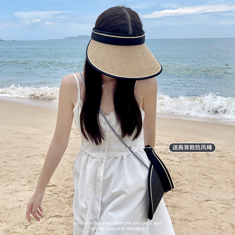 UPF50+大帽檐夏季骑车防紫外线空顶防晒帽女uv太阳帽子遮阳帽5太高清大图