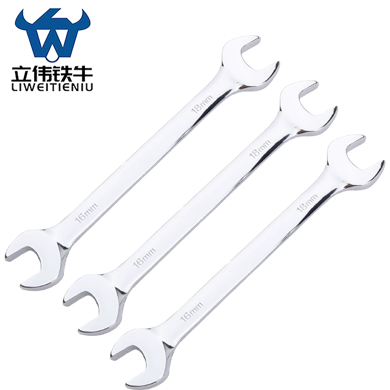 立伟铁牛镜面双开扳手16×18mm/把高清大图