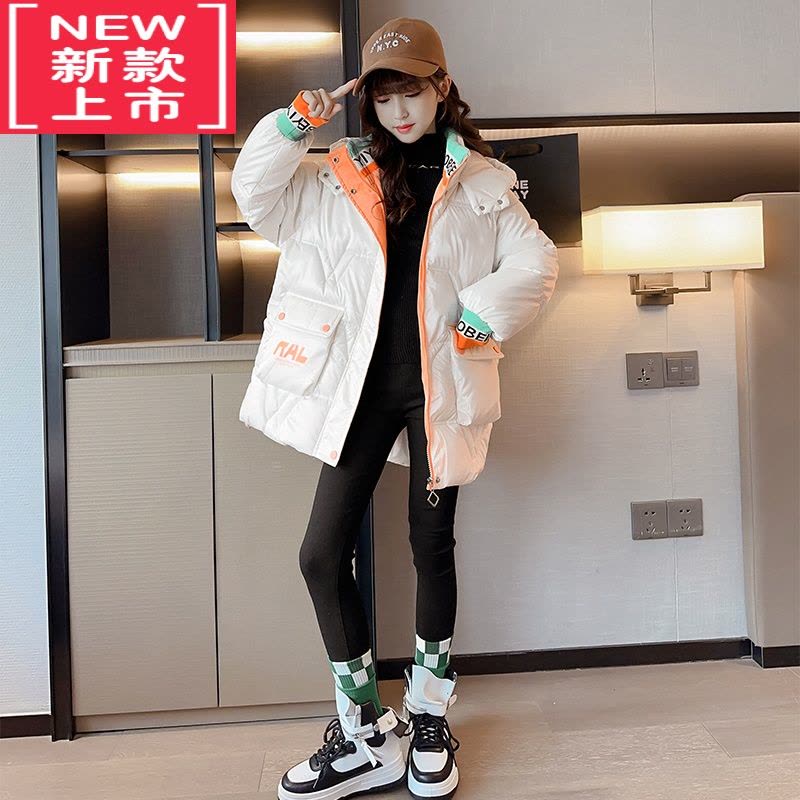 可莉允女童棉服儿童亮面免洗羽绒棉衣2022新款冬装洋气大童中长款棉袄潮图片
