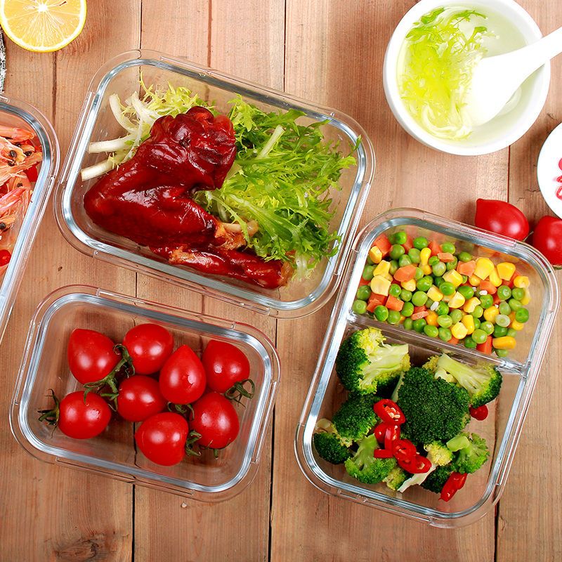 透明盖套装 中长700+保温包+餐具 ICOOK玻璃饭盒微波炉专用碗可加热保温饭盒上班族便当盒餐盒套装