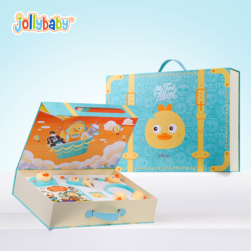 Jollybaby儿童玩具周岁礼盒生日见面礼音乐仿真手机过家家1岁1663 【旅游鸭过家家礼盒】湖蓝色