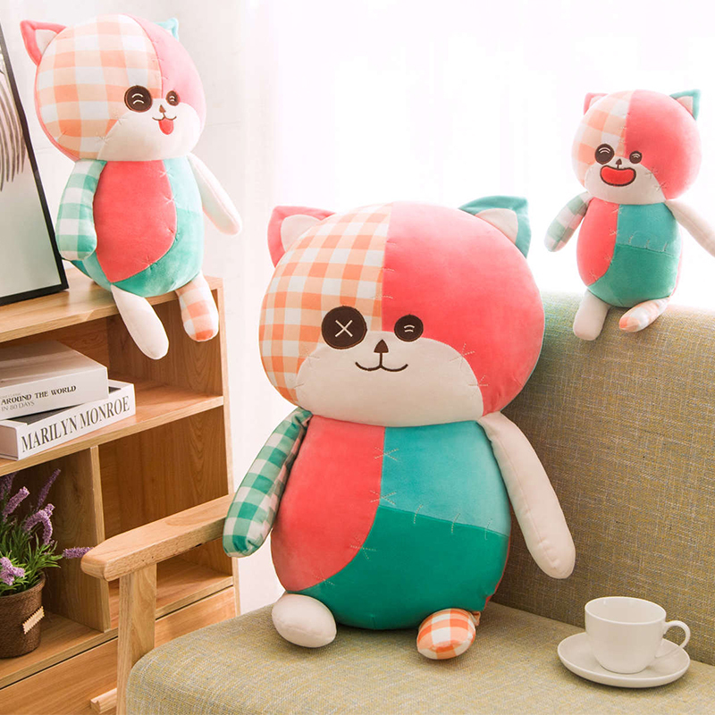 波巧毛绒可爱动物公仔抱枕羽绒棉补丁猫玩偶25cm/35cm/55cm