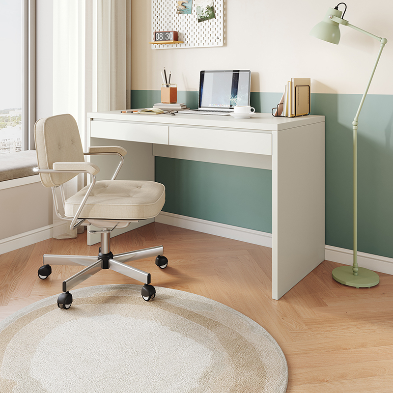 全友家居 书桌极简风纯色电脑桌宽大台面双抽储物卧室书房办公桌子