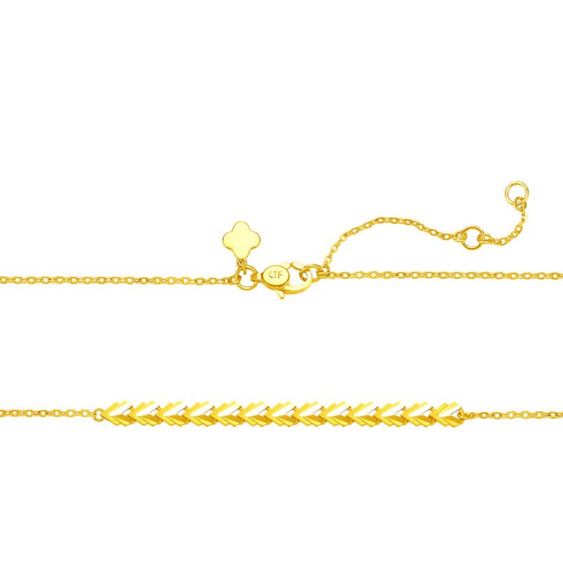 周大福珠宝首饰经典心轨女款足金黄金手链计价(工费:420元)EOF860送礼图片
