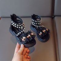 女童凉鞋时尚软底新款小女孩公主鞋中大童夏季罗马凉鞋女童鞋_146 36码内长约22cm 1611黑色