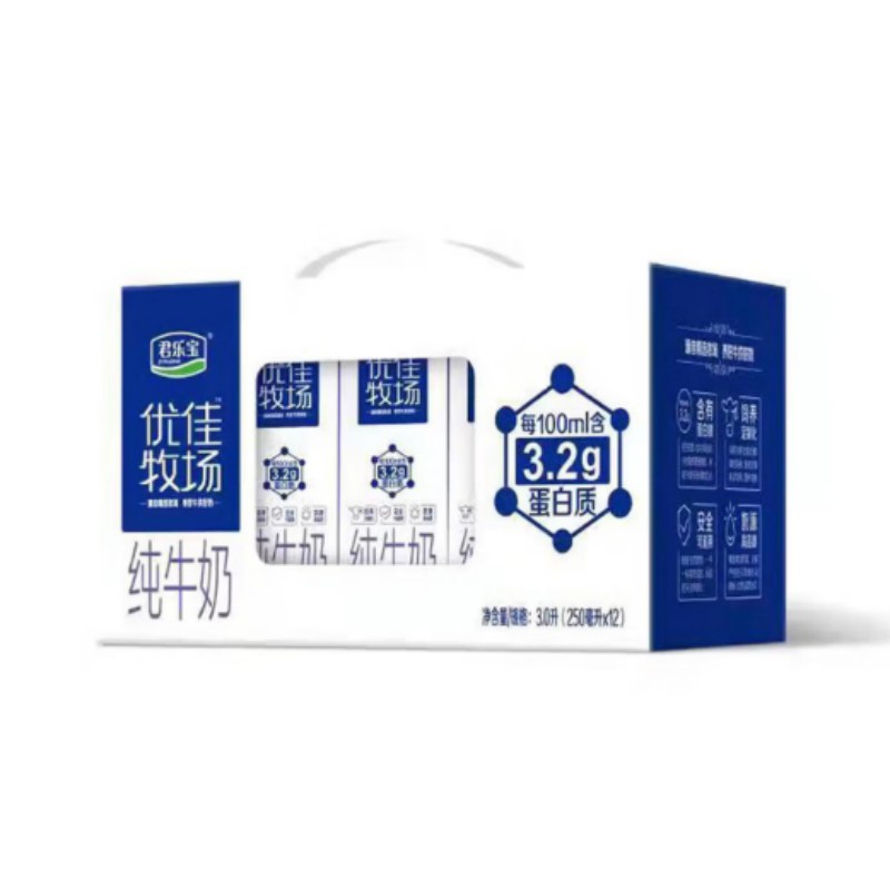 君乐宝优佳牧场纯牛奶(原味)利乐砖250ml*12盒