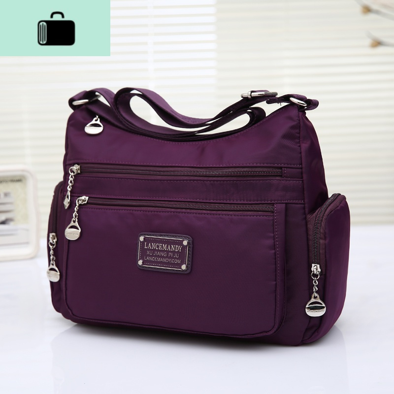 尼龙女斜挎包休闲大容量防水牛津帆布多层中老年妈妈包单肩斜跨包new