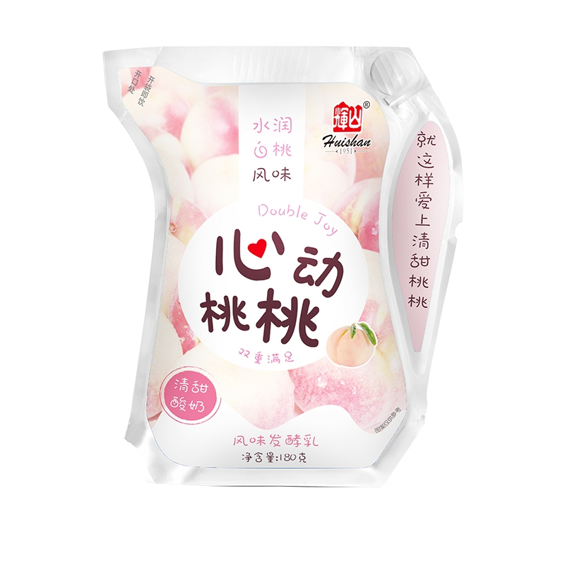越秀辉山 心动桃桃风味发酵乳 180g*12 水润白桃风味酸奶 生牛乳发酵輝山,Huishan
