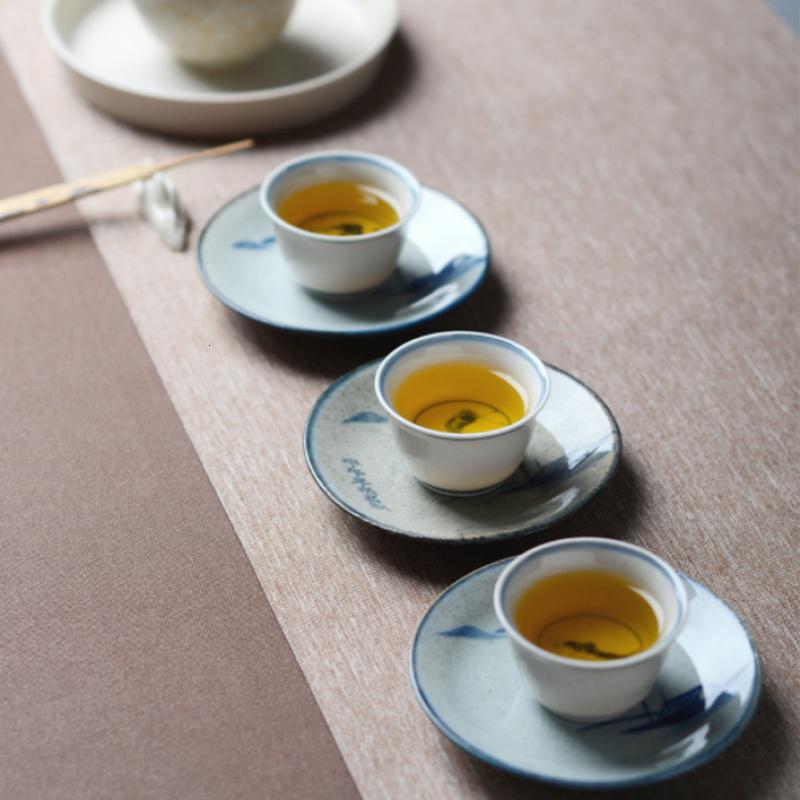 美帮汇民窑仿古青花玄纹君子茶杯木灰釉品茗杯双线瑞兽图主人杯茶盏高清大图