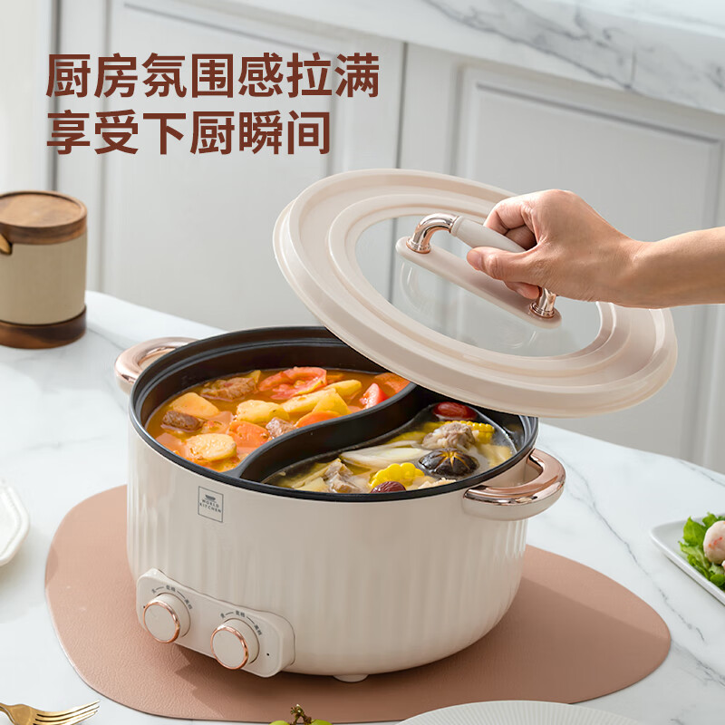 康宁 CORNING 电火锅 WK-GYY4006/KZ 2000W 大容量4升机械控温 不锈钢内胆 家用多功能智能煮食神器高清大图