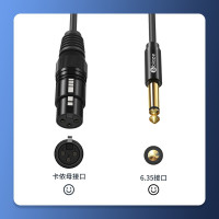 毕亚兹 6.5mm转卡农公对母话筒音频线 2米 6.35卡侬口三芯连接线 HX24