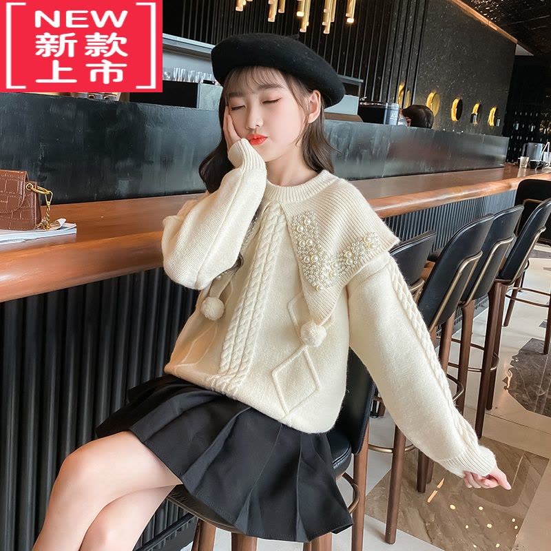可莉允女童毛衣秋冬季加绒加厚中大儿童毛衣针织打底衫冬装2022新款洋气图片