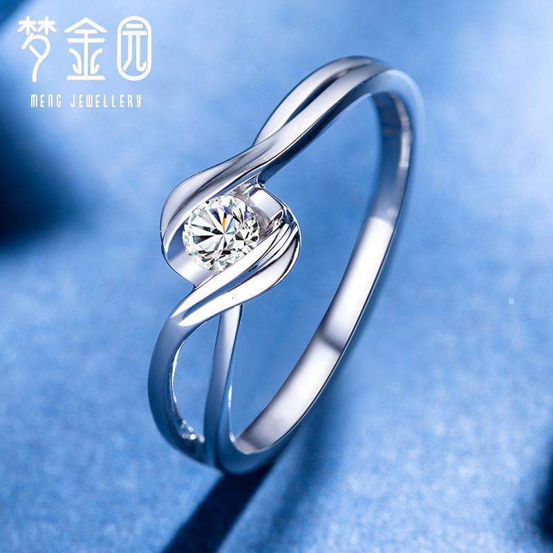梦金园钻石戒指szsjz011w 梦金园 18k金钻石戒指 彩金单钻指环固口k白