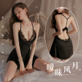 霏慕暧昧风月深V露沟睡裙吊带露背短裙性感情趣内衣午夜魅力床上衣服7804