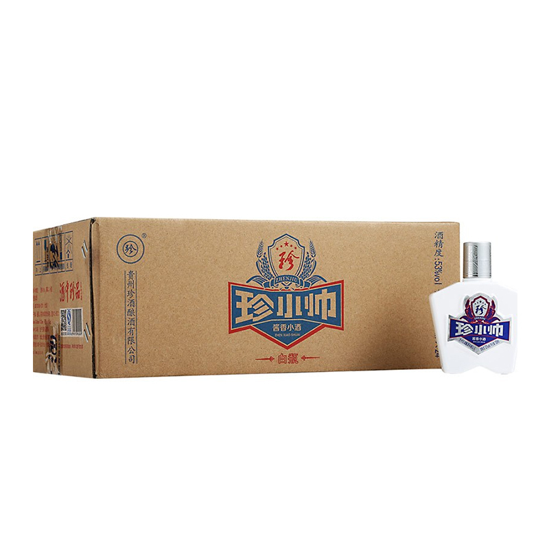 贵州珍酒 珍小帅(白瓶)53度 100ml*24 箱装酱香型白酒 高度白酒