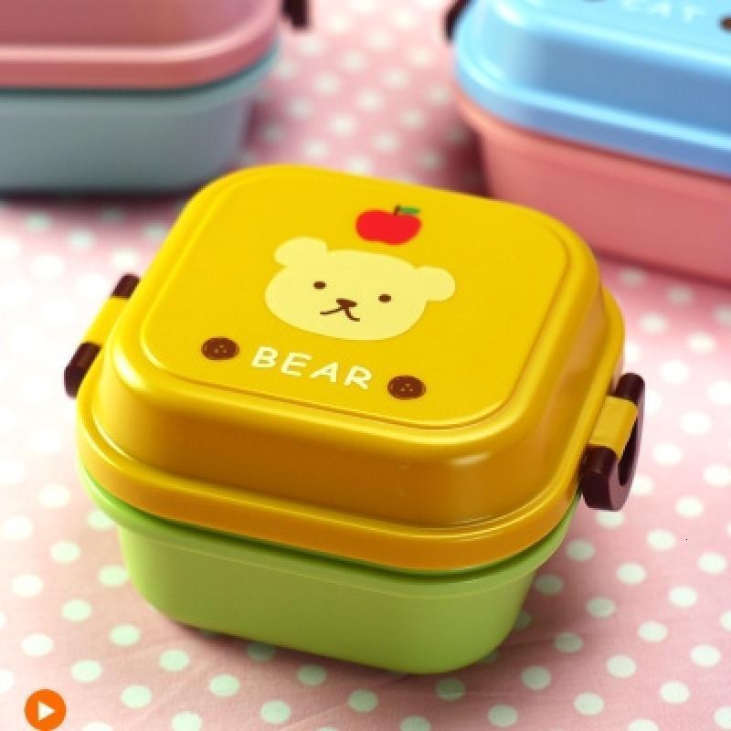 幼儿园宝宝水果盒可爱卡通双层饭盒保鲜便当盒儿童点心盒便携密封