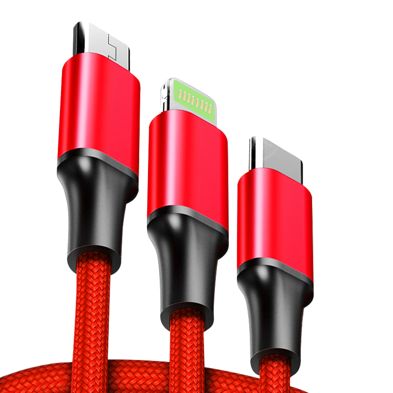 骐源 iphone数据线苹果安卓type-c三合一充电线 usb插头快充全铜线芯