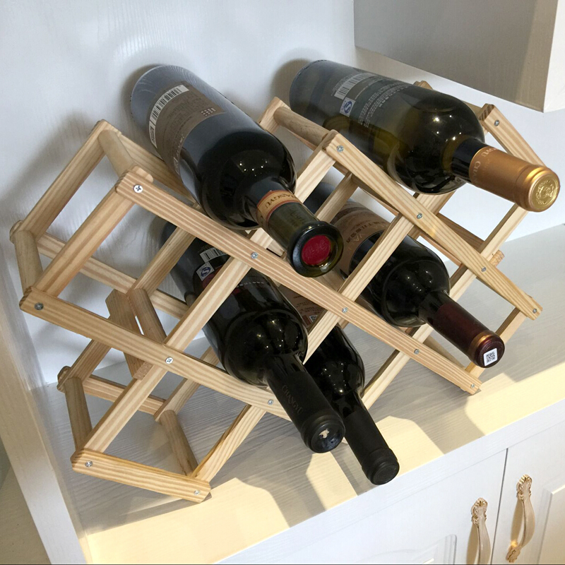 实木碳化红酒架摆件创意葡萄酒架家用酒瓶收纳架欧式洋酒架波迷娜BOMINA 原木色10瓶装