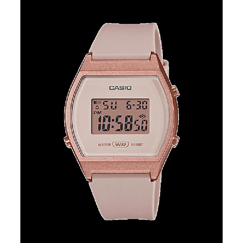 卡西欧(CASIO)男士玫瑰金数码运动石英手表防水1/100秒计时LED背光日常防水表