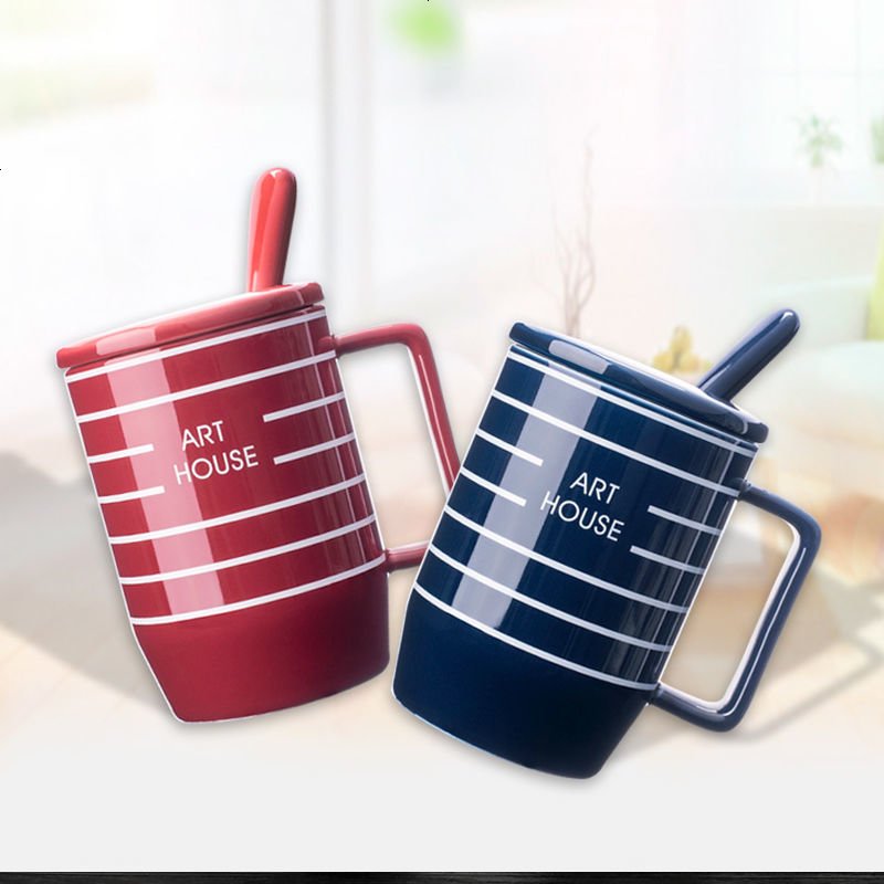 创意马克杯带盖勺陶瓷杯子情侣水杯牛奶咖啡杯办公室水杯潮流潮流