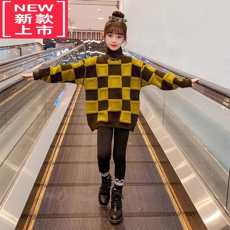 可莉允女童套头毛衣2022新款儿童秋冬装中大童女孩洋气打底衫加绒加厚潮图片