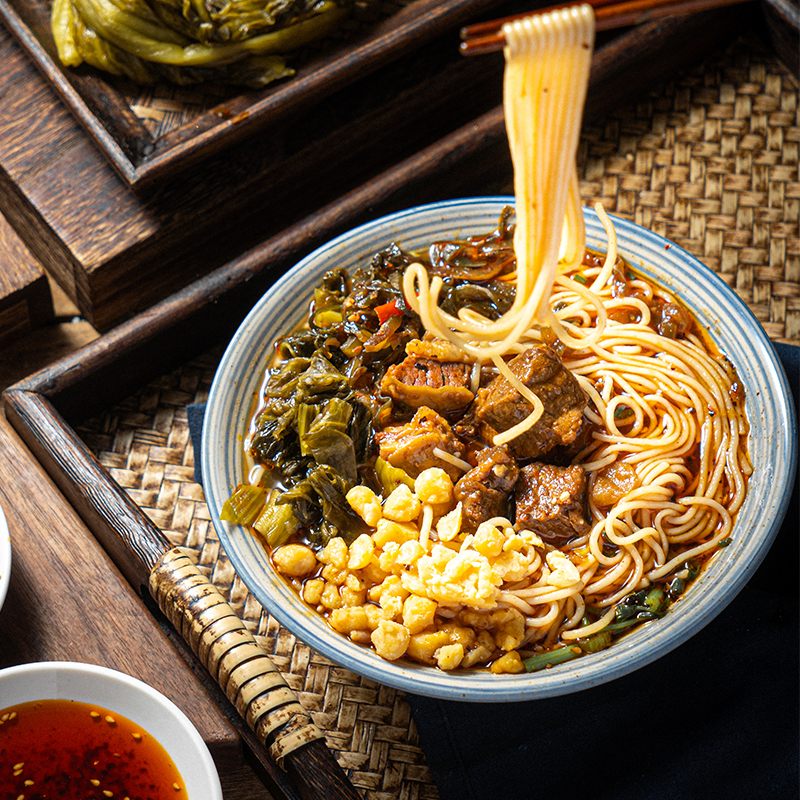 稻花香过桥米线方便米粉丝酸辣牛肉味非油炸方便面整箱泡面5袋装