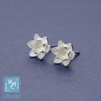 设计师定制款 S925银纯手工制作金莲蓬莲花朵耳钉民族风耳环耳饰送女朋友老婆生日礼物