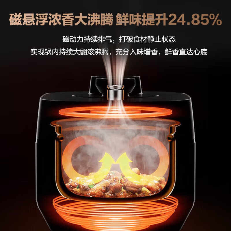 美的(Midea)0涂层电压力锅家用5L大容量多功能烹饪智能预约煮饭煲汤开盖火锅高压锅 MY-S5178K 5L高清大图