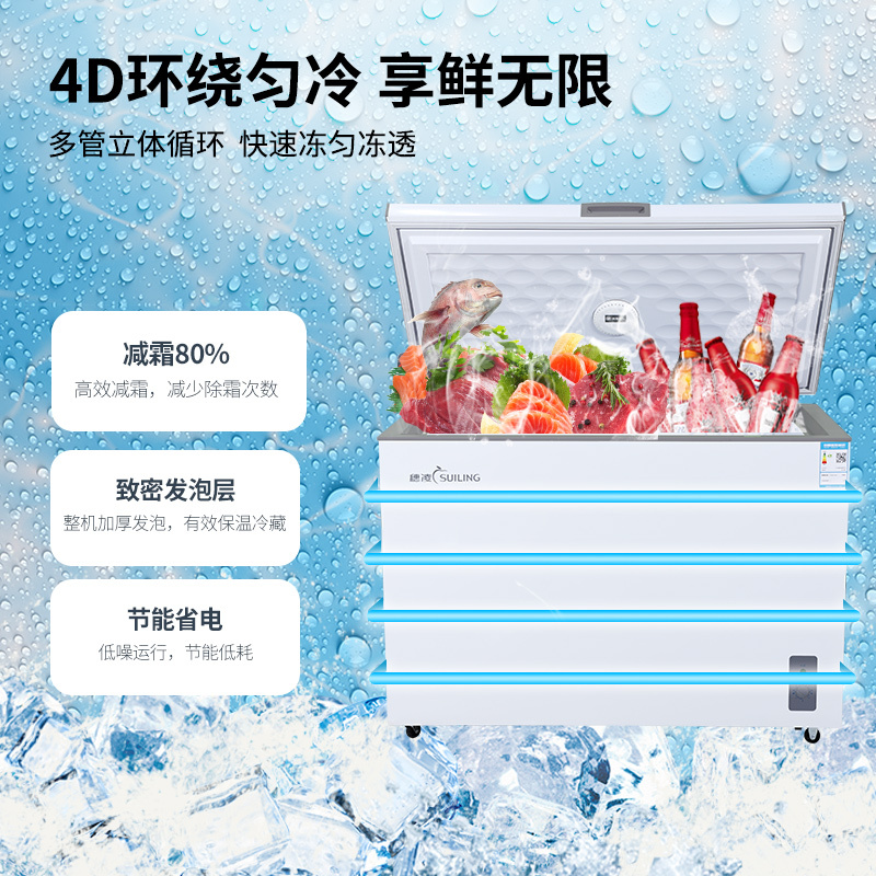 穗凌(SUILING)395升冰柜商用卧式大冷冻 鲜肉雪糕冷藏冷冻转换冰箱大冷柜 BD/C-395E