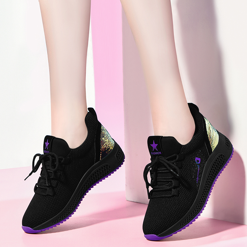 盾狐运动鞋女板鞋秋季女款摇摇鞋透气跑步鞋女旅游鞋轻便休闲女鞋利德