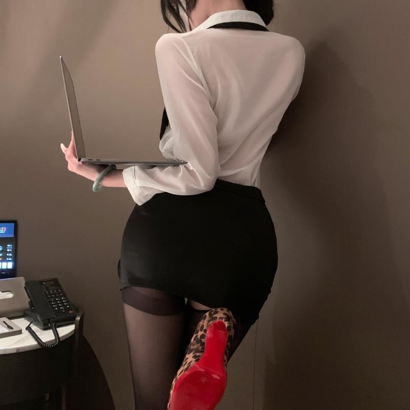 姿美夜酥秋新品情趣内衣女性感紧身包臀秘书制服诱惑透视夜店套装高清大图
